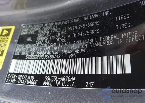 2018 Toyota Highlander Limited из США, поврежденный, VIN 5TDDZRFH8JS488749